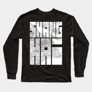 Shanghai, China City Map Typography - Light Long Sleeve T-Shirt